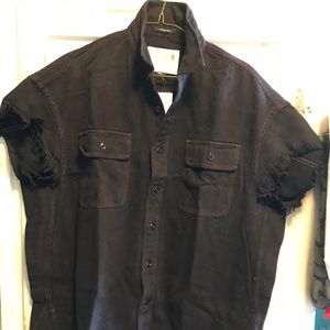 NWOT R13 oversized cutoff black denim shirt